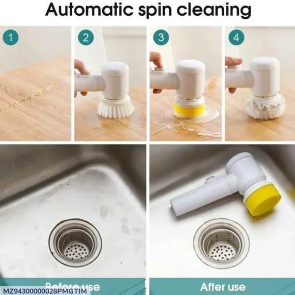 Electric Cleaning Brush Bathroom Scrub Kitchen Cleaning Tool USB 5 in 1 Handheld Bathtub Brush Electric Brush to Clean Sink